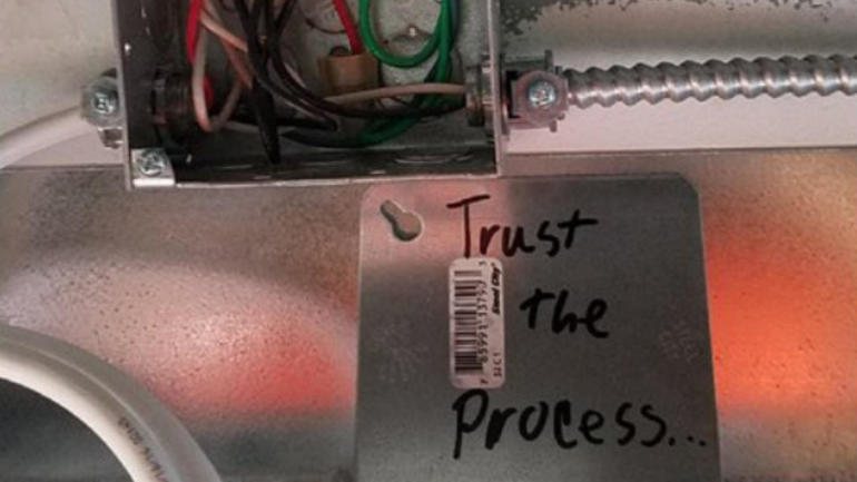 LOOK: Electrician hid secret 'Trust The Process' messages all over 76ers' facility