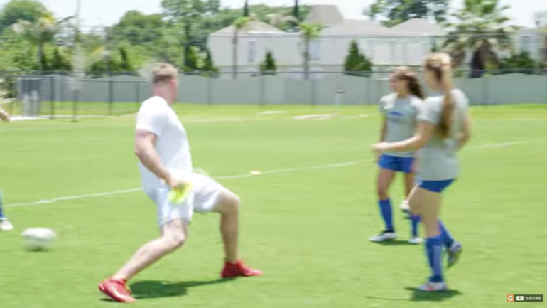 WATCH: J.J. Watt is a good goalie but he still gets scored on by high school girls