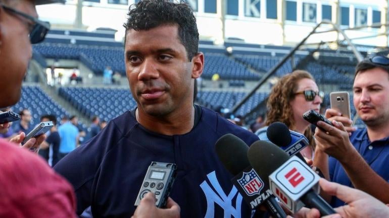 LOOK: Russell Wilson smashes multiple home runs during Yankees' batting practice