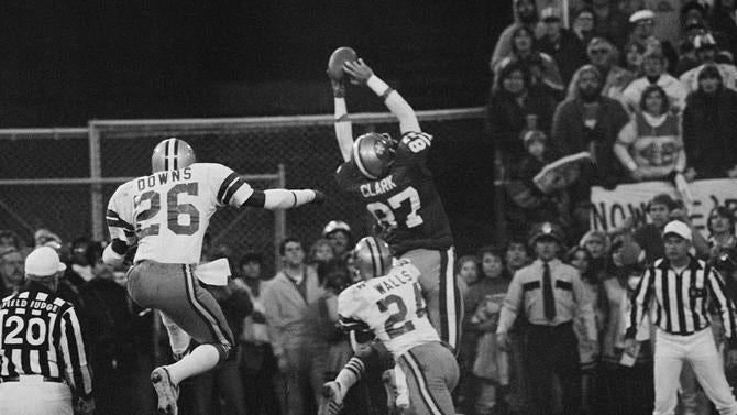 Dwight Clark in Air During Game