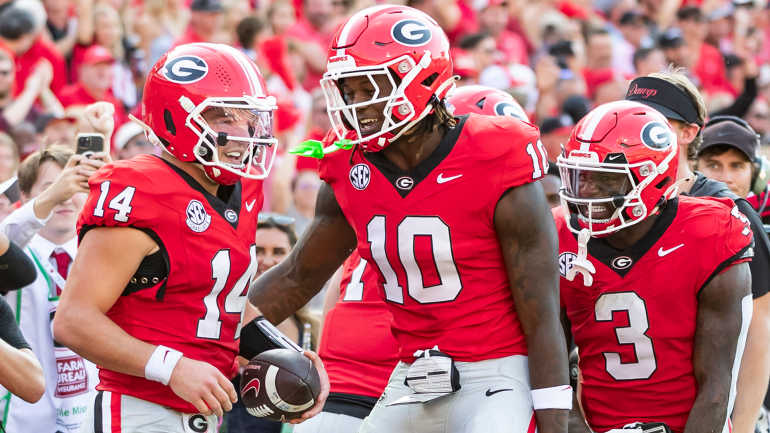 Georgia players celebrate during a recent win over Ole Miss