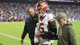 Jayden Daniels injury update: Commanders star QB awaiting MRI for dislocated left elbow vs. Seahawks