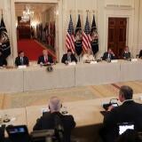 President Trump Participates In A Saving College Sports Roundtable In The East Room
