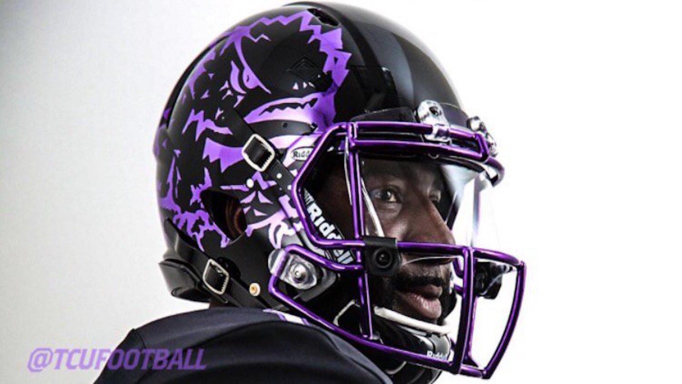 blackout football helmets Arizona State Sun Devils Mini Speed Riddell Replica Helmet 13 1/2 L x 9 3/4 W x 10 1/4 H. LOOK: TCU unveils fresh blackout