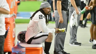 Marshawn Lynch sits during national anthem in Raiders preseason