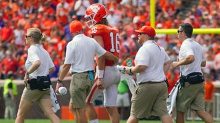 Clemson's Trevor Lawrence out of game after big hit against Syracuse