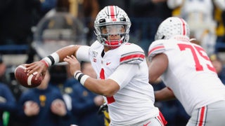 Indianapolis, Indiana, USA. 7th Dec, 2019. Ohio State Buckeyes defensive  end Chase Young (2) lines up on defense in the second half of the game  between the Wisconsin Badgers and the Ohio