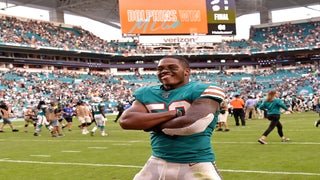 Miami Dolphins defensive tackle Christian Wilkins (94) laughs on