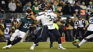 Seattle Seahawks' D.K. Metcalf catches a touchdown pass during the second  half of an NFL wild-card playoff football game against the Philadelphia  Eagles, Sunday, Jan. 5, 2020, in Philadelphia. (AP Photo/Julio Cortez