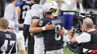 Las Vegas Raiders quarterback Marcus Mariota (8) during an NFL