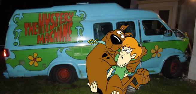 Stolen Scooby Doo Mystery Machine Crashes Into House