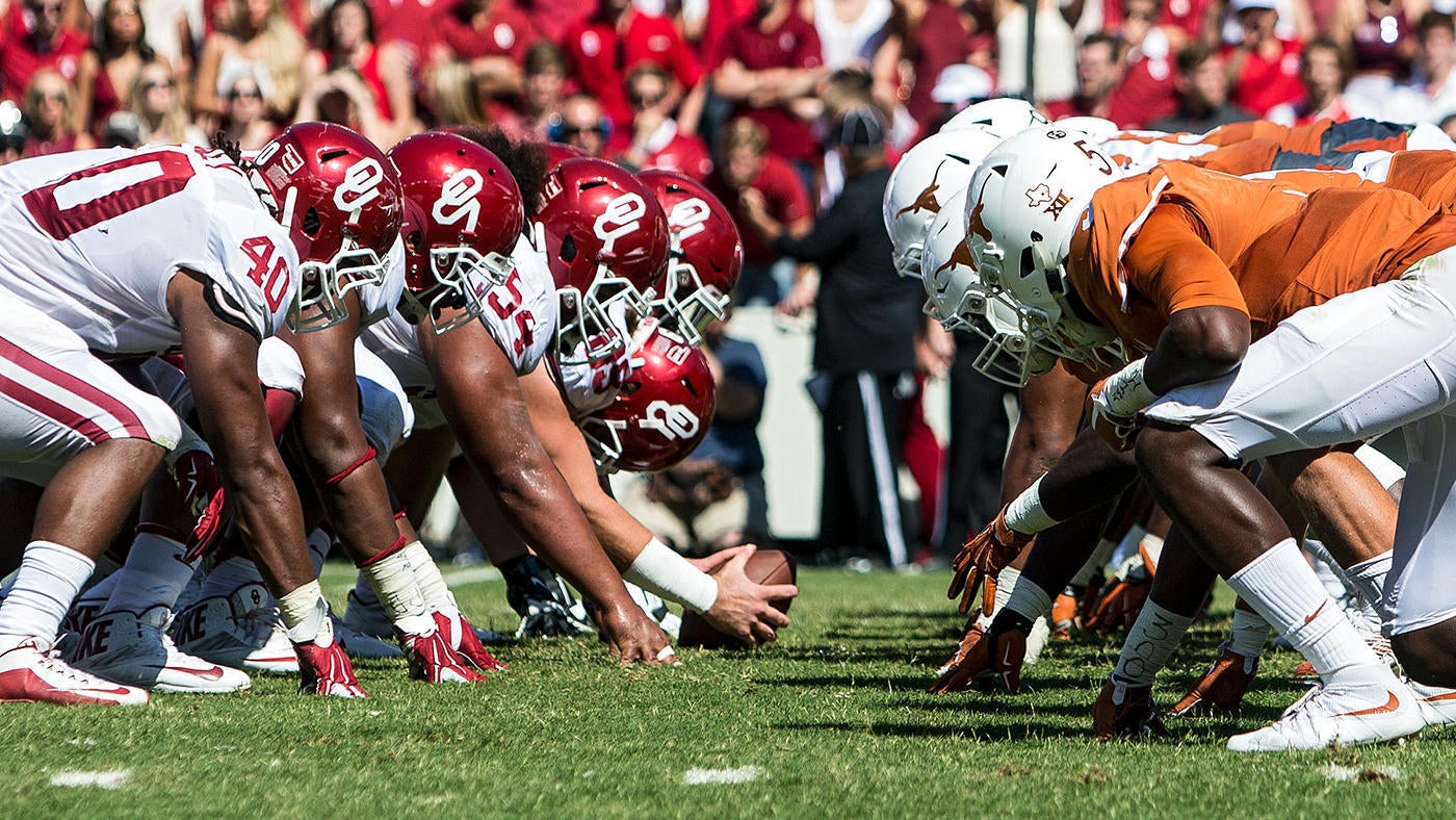 Oklahoma Offense versus Texas Defense prior to the snap. "pictured here"