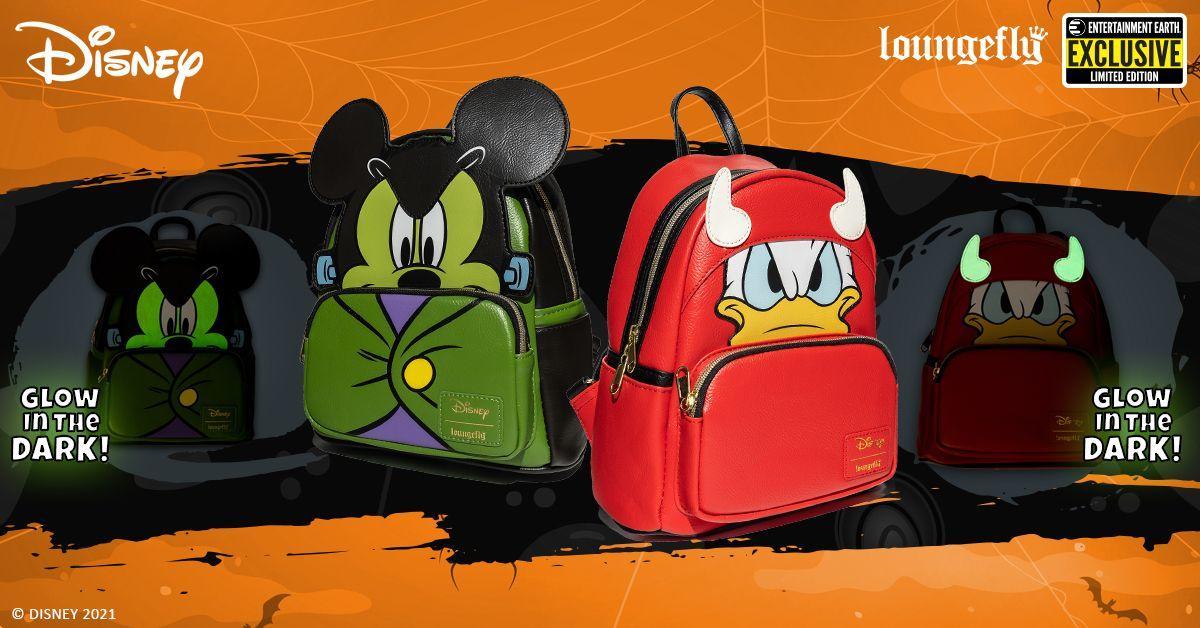Disney Halloween Mickey Mouse and Donald Duck Loungefly Backpacks and