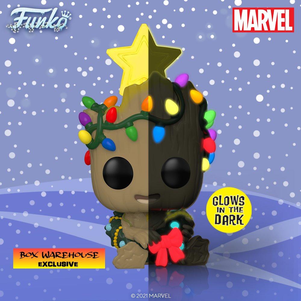 Funko POP Marvel Holiday Groot with Lights Glow in The Dark Exclusive 
