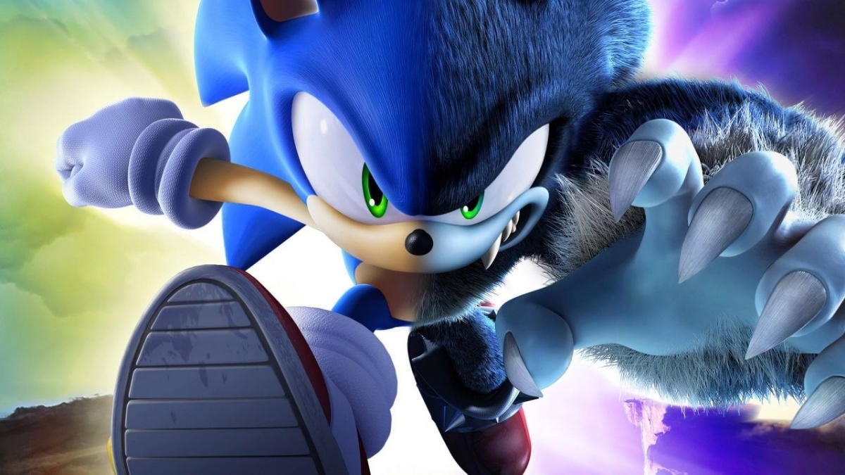 Sonic with 5 spikes on his head stylized as concept art from an xbox 360  sonic game