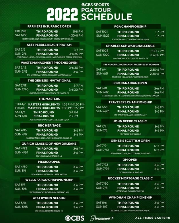tv schedule for pga tour