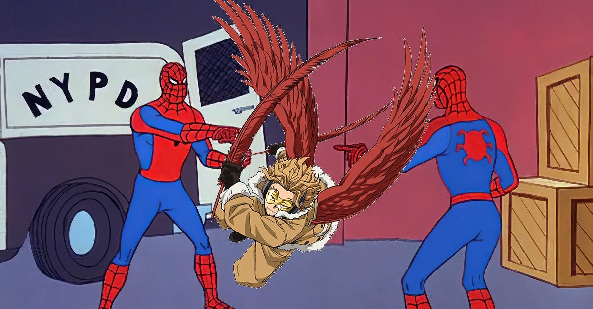 My Hero Academia Cosplay Places Hawks Into A Familiar Spider-Man Meme