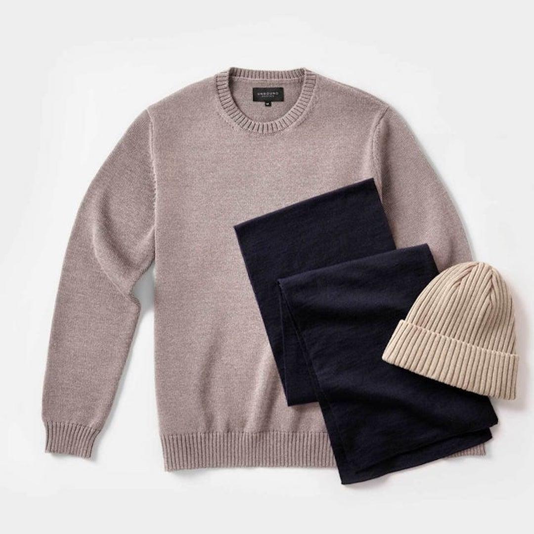 Unbound Merino winter knit bundle: sweater, hat and scarf Unbound Merino winter knit bundle: sweater, hat and scarf