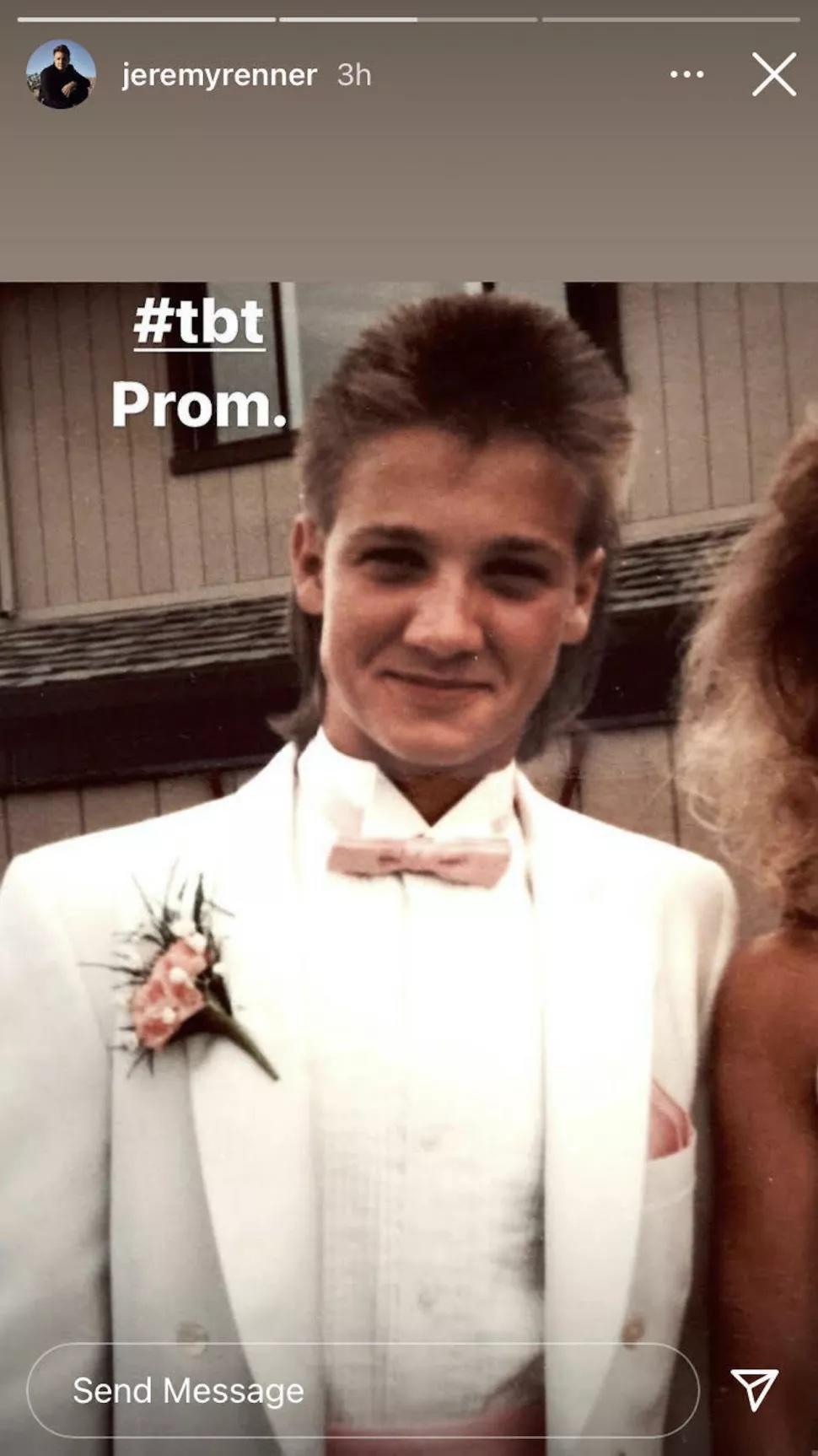 Hawkeye Star Jeremy Renner Shares Throwback Prom Photo Sporting A Mullet