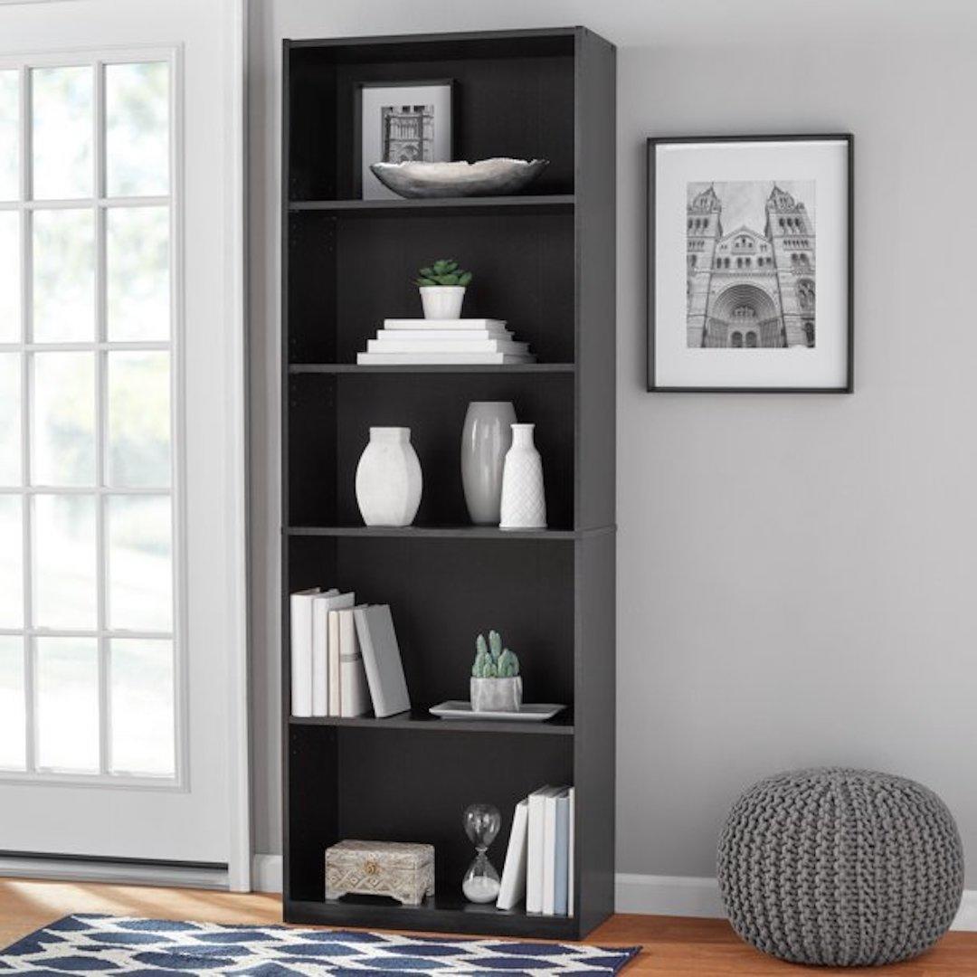 Mainstays 71" five-shelf bookcase with adjustable shelves