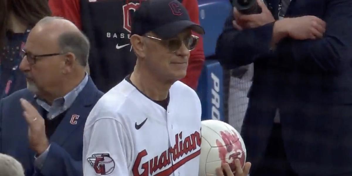 Tom Hanks and Wilson Reunite for Cleveland Guardians' First Pitch