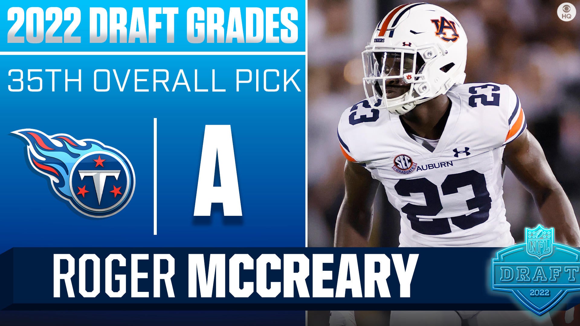 Round 2 - Pick 3: Roger McCreary, CB, Auburn (Tennessee Titans) : r/nfl