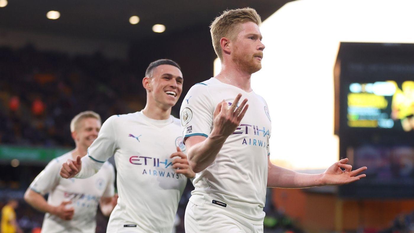 Wolves vs. Manchester City live score: Kevin de Bruyne scores four goals to put his team on verge of title