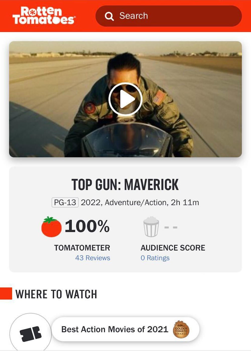 Top Gun: Maverick Launches With Rare Positive Tomatoes Score