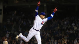 Christopher Morel #5 of the Chicago Cubs hits a single during the