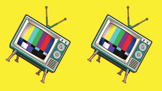 tv-set-television-set-yellow-retro