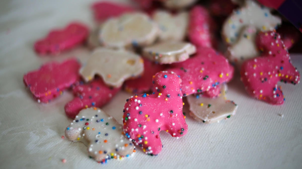 Frosted Circus Animal Cookie Pink and White Sprinkled Animal Crackers
