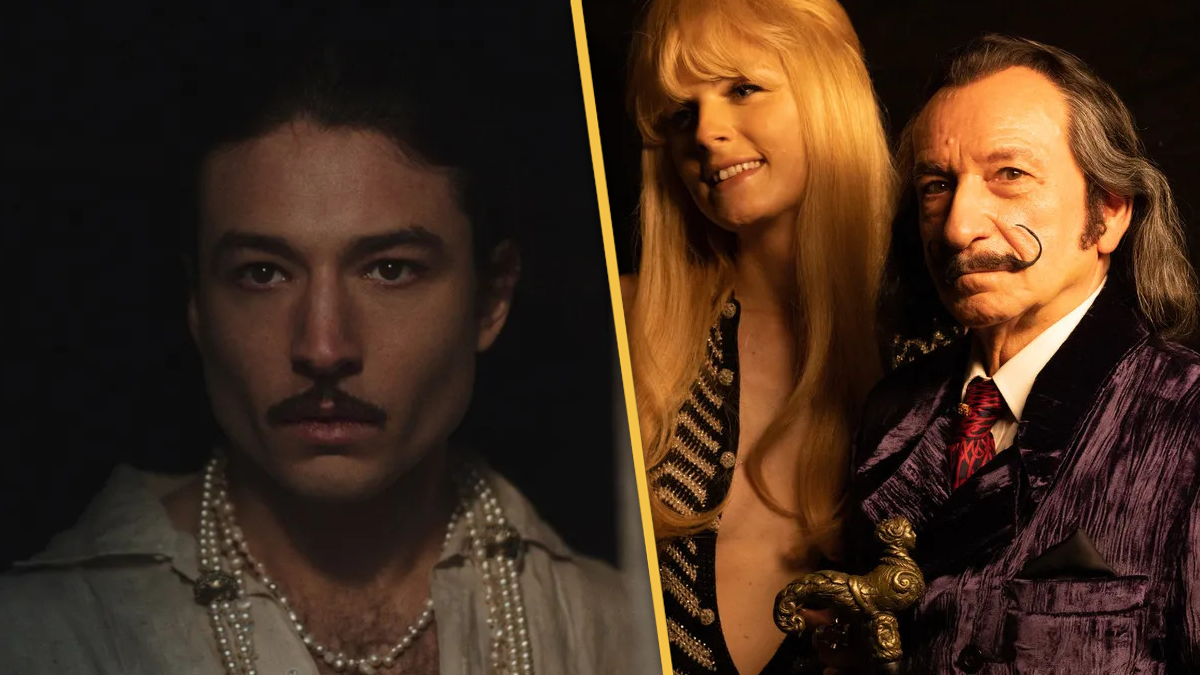 Ezra Miller and Ben Kingsley as Salvador Dali in Daliland First Look