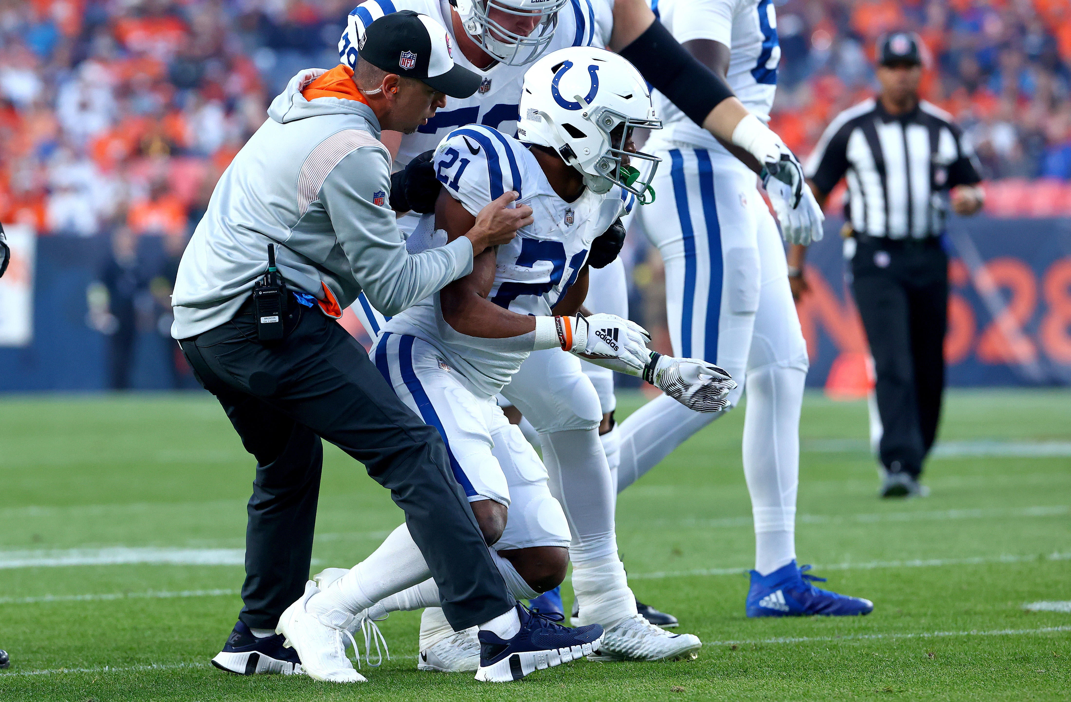 Colts' Nyheim Hines ruled out with concussion after hit leaves running back appearing unstable