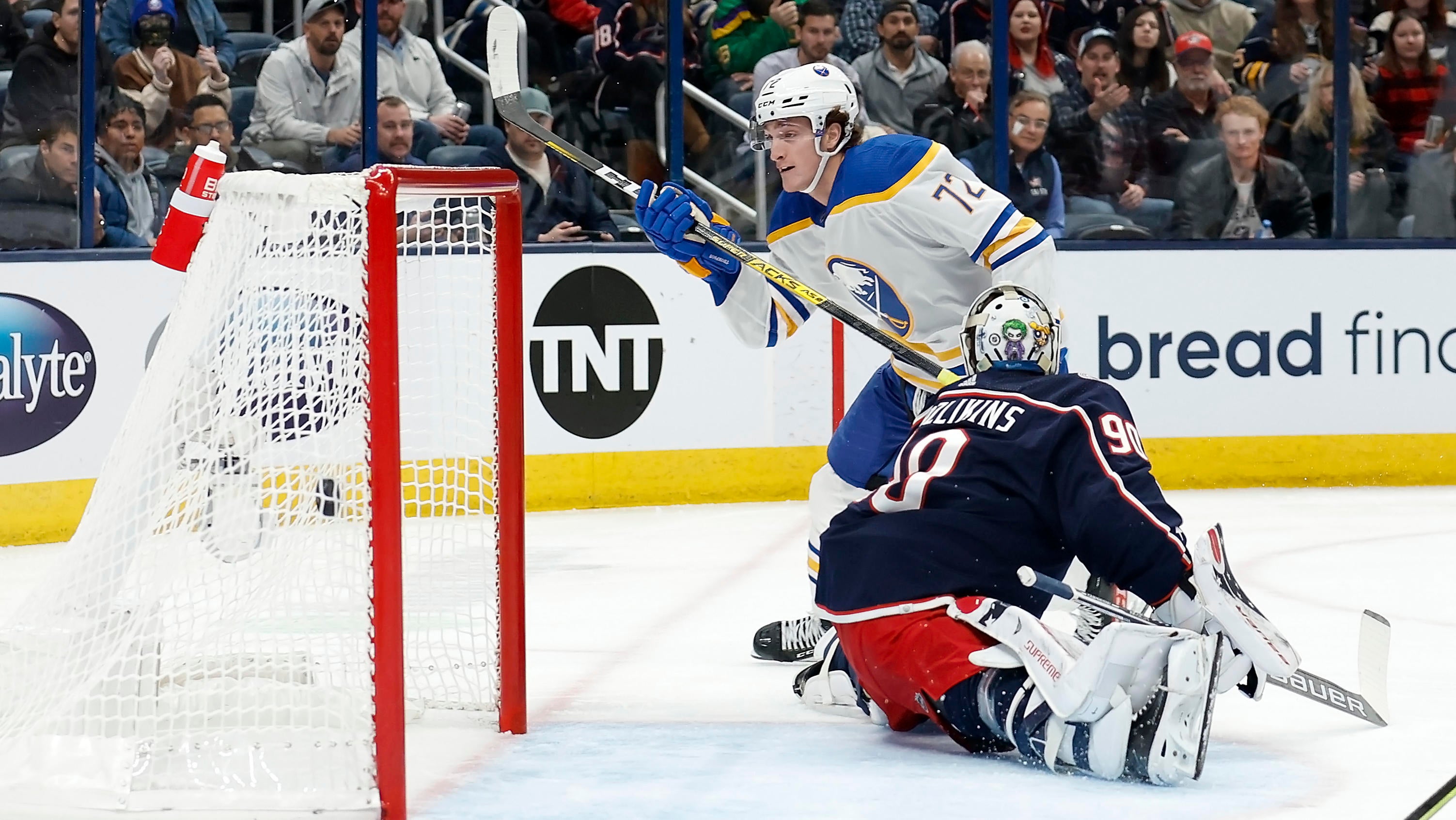 
                        Sabres' Tage Thompson erupts for five goals, ties NHL record with four in first period vs. Blue Jackets
                    