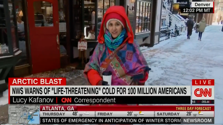 CNN's Lucy Kafanov Hilariously Shades Producers for Making Her Report in Dangerous Winter Conditions