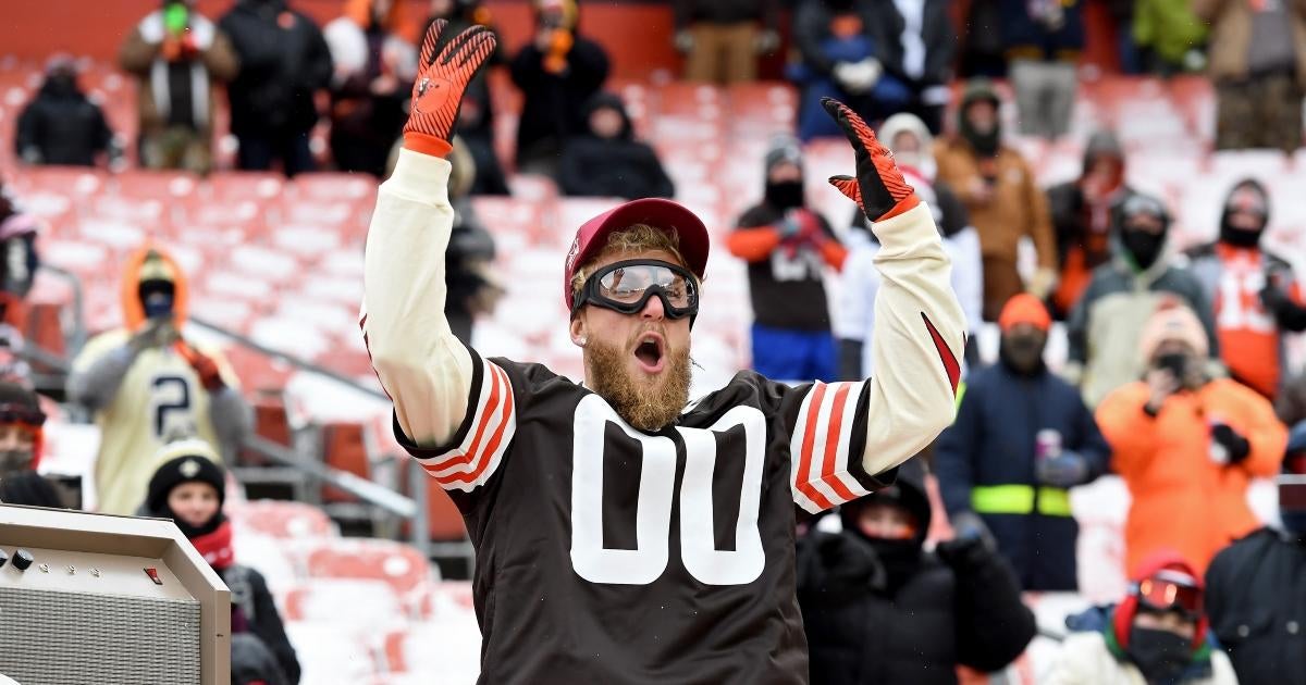 The Sporting News on X: Jake Paul's pre-fight outfit pays homage to  Cleveland sports teams @Browns @Cavs @Indians #PaulWoodley   / X