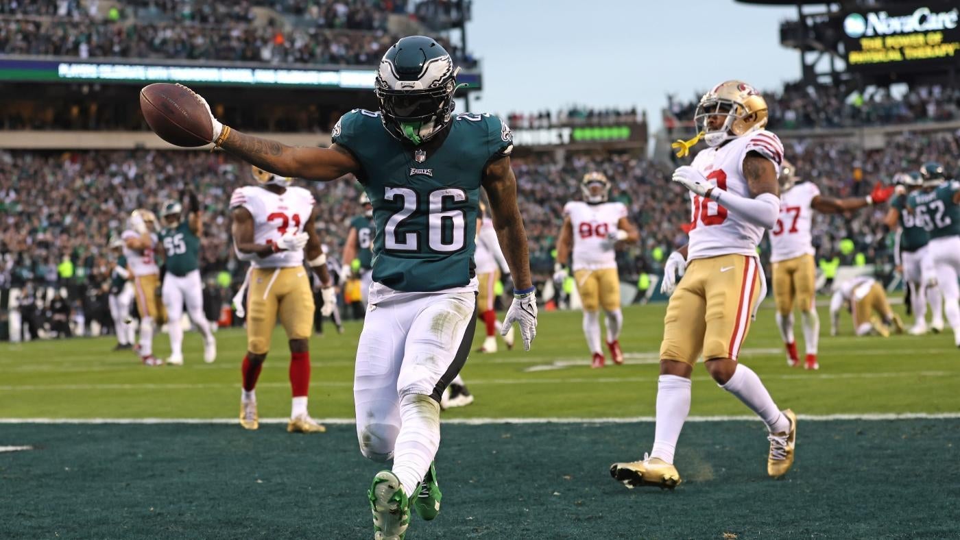 Alat peraga pemain NFL, pilihan Chiefs vs. Eagles, peluang, taruhan Super Bowl 57: Miles Sanders lebih dari 54,5 yard