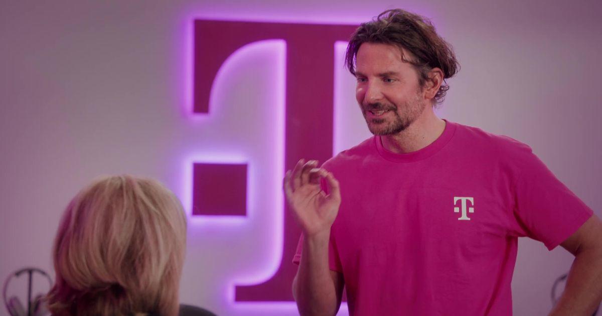 Bradley Cooper and his mom in a T-Mobile commercial during Super Bowl