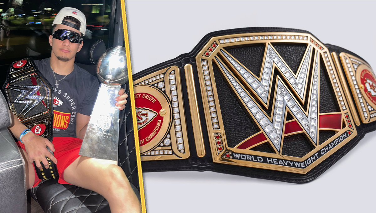 Super Bowl 57 MVP Patrick Mahomes wears WWE Championship Belt