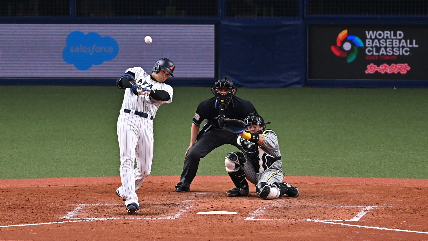 PERHATIKAN: Shohei Ohtani mencetak dua gol untuk Tim Jepang dalam pertandingan eksibisi World Baseball Classic