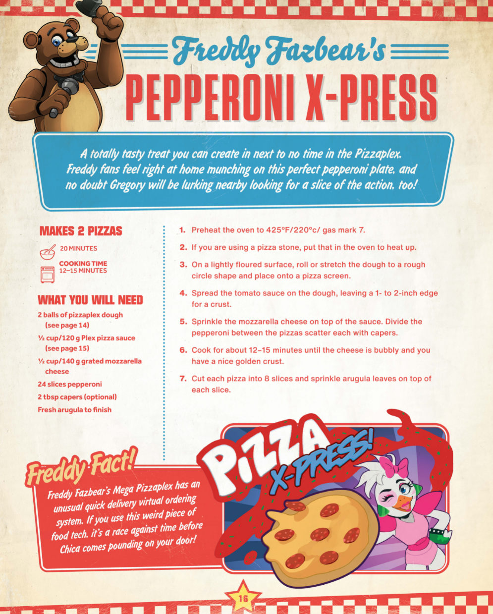 JonnyBlox on X: The recipe for Freddy Fazbear's Pepperoni X-Press in the  upcoming 'Official Five Nights at Freddy's Cookbook' has been revealed by  Scholastic! Attached are all of the recipe pages revealed