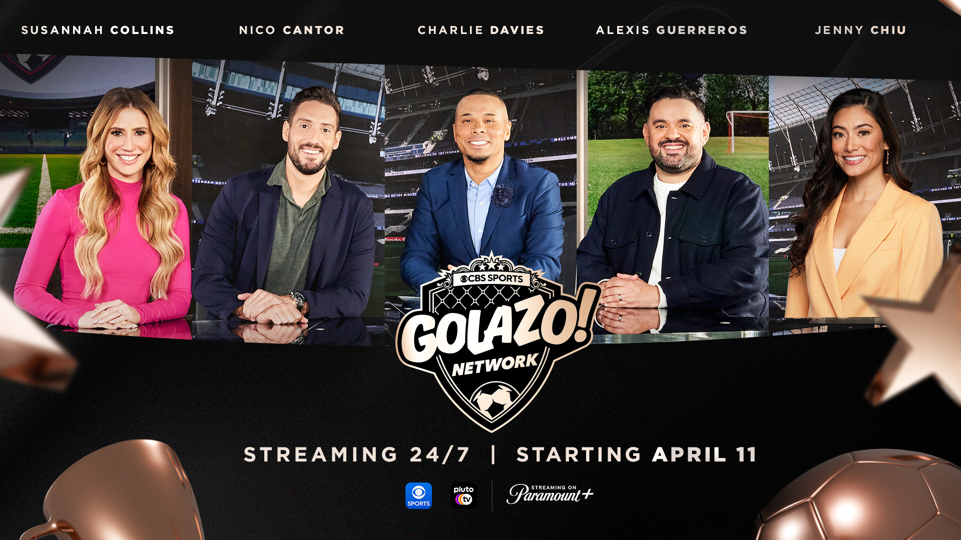 CBS Sports Golazo Network, saluran streaming 24/7 yang didedikasikan untuk sepak bola, akan diluncurkan 11 April