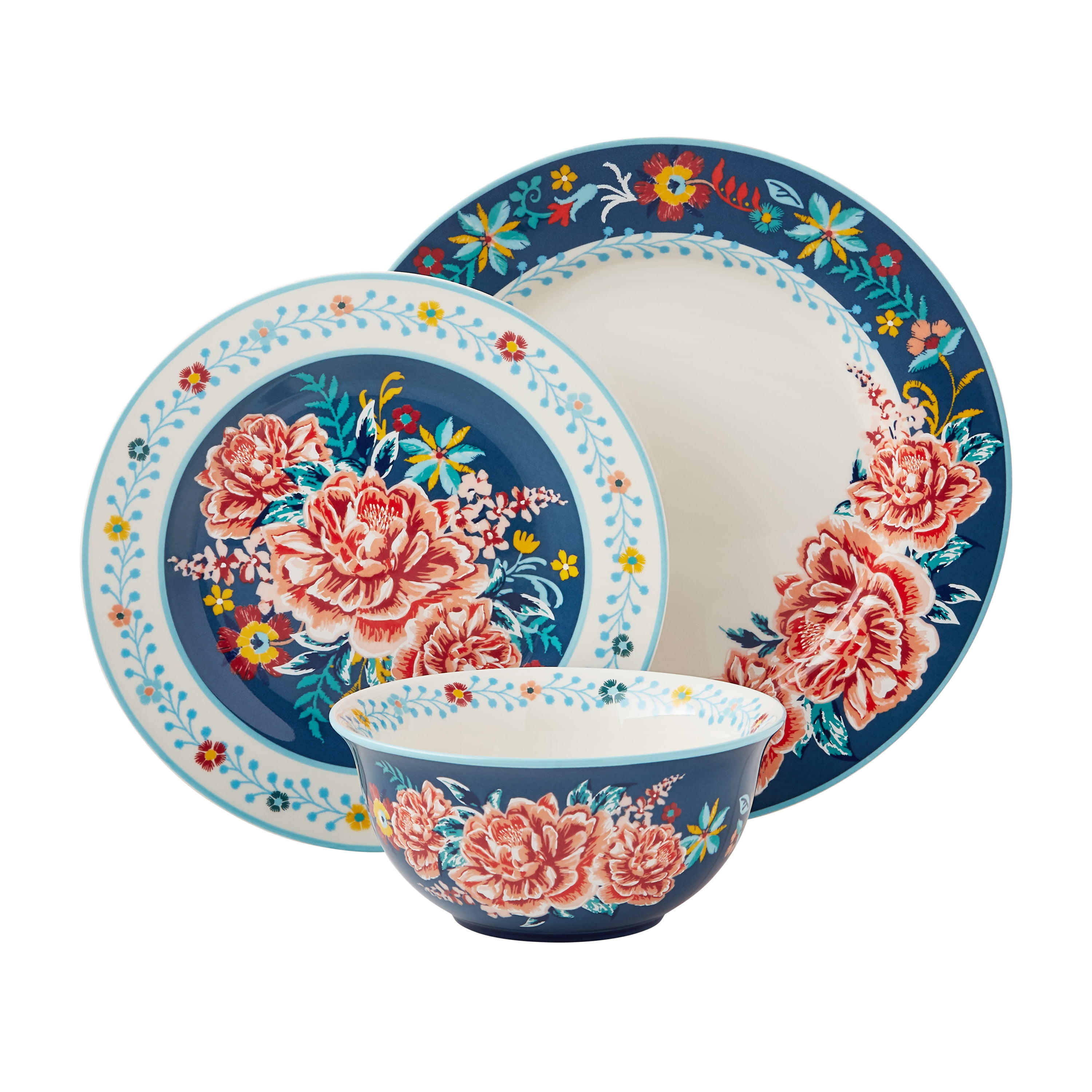 The Pioneer Woman Floral Medley Mug Rack with Appetizer Plates and