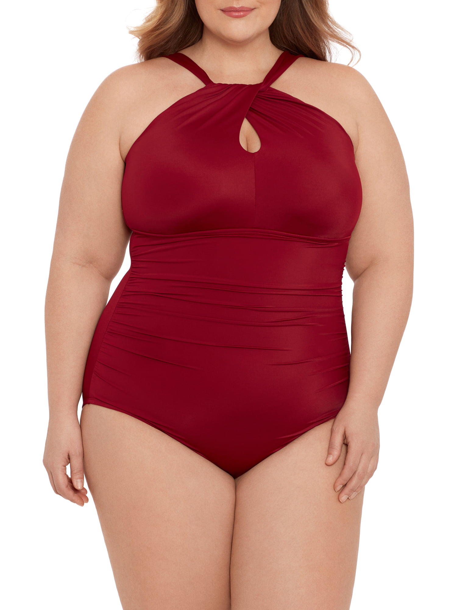 Buy Blooming Jelly Women's Tummy Control Swimsuit One Piece Full Coverage  Plus Size Bathing Suit Retro Ruffle Swimwear, Red and Black, XX-Large at