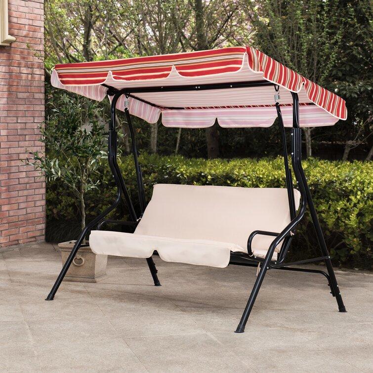 Mansour patio loveseat canopy hammock porch 2024 swing with stand winston porter cushion