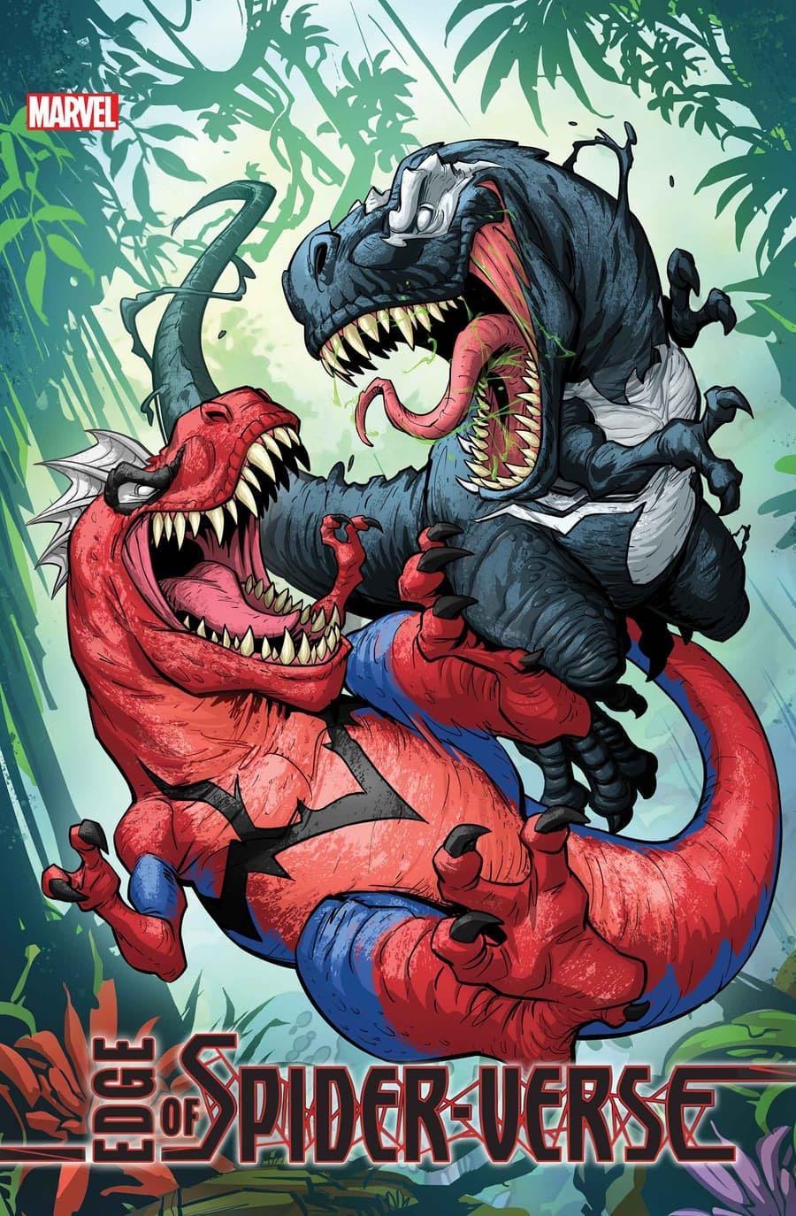 Marvel's Spider-Rex Returns to Battle Venomsaurus in Edge of Spider-Verse