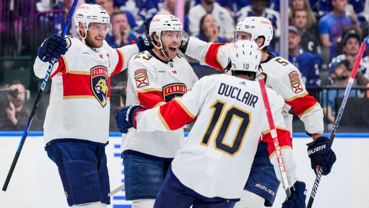 NHL scores: Panthers survive Maple Leafs' rally to win in OT; Golden Knights, Oilers play for series lead