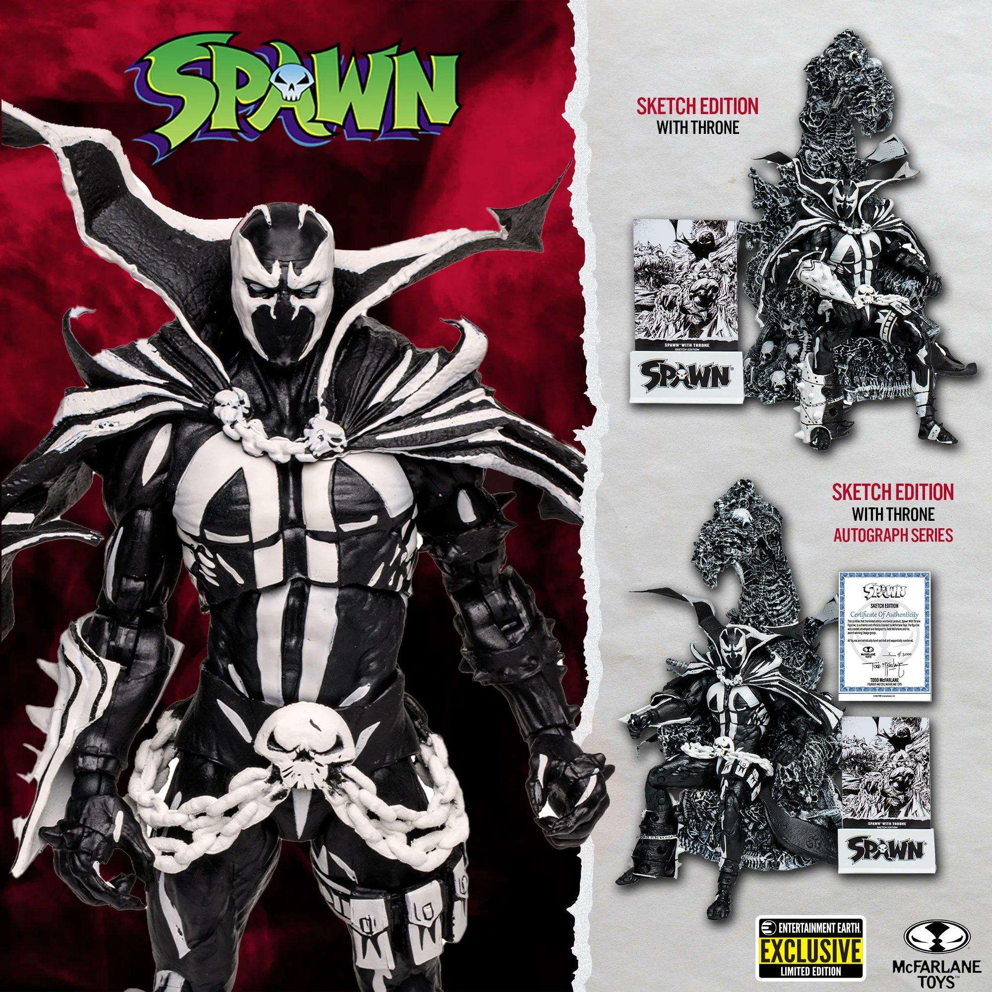Spawn with Throne Sketch Edition Gold Label 7Inch Scale Action Figure   Entertainment Earth Exclusive