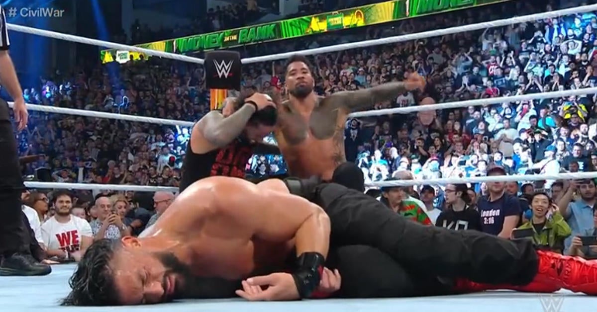 The Usos Finally Pin Roman Reigns at WWE's Money in the Bank