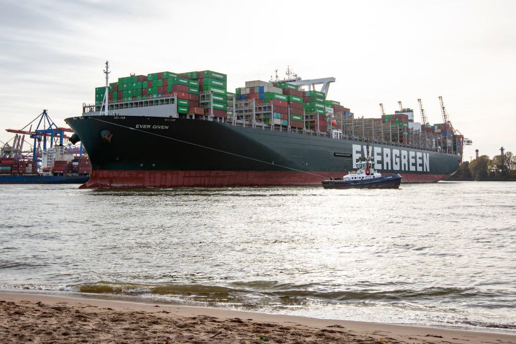 Container ship "Ever Given" calls at port of Hamburg